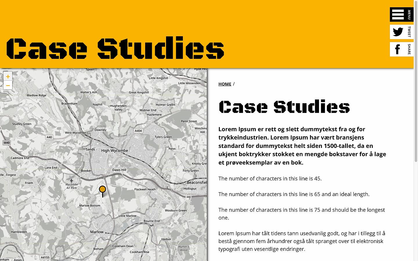 A map view of the projects.